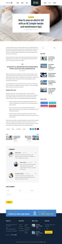 hvacompany mini website template desktop screenshot