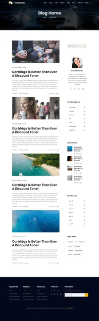car-rental mini website template desktop screenshot