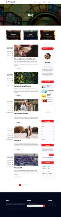 proshoot mini website template desktop screenshot