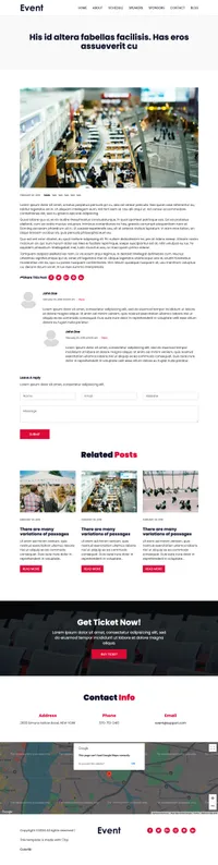 event mini website template desktop screenshot