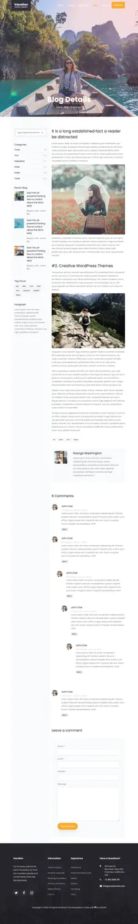 vacation mini website template desktop screenshot