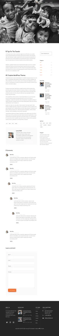 welfare mini website template desktop screenshot