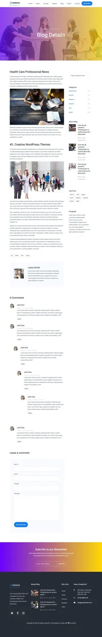 genius mini website template desktop screenshot