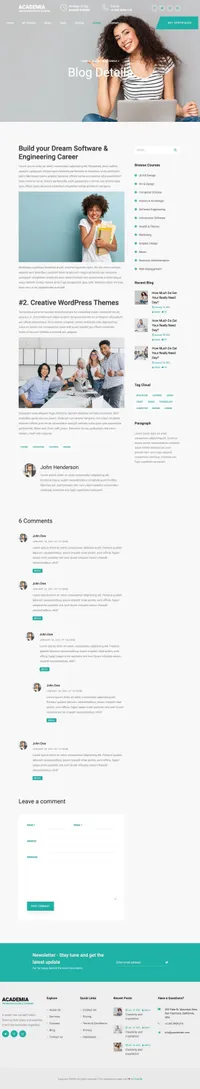 academia mini website template desktop screenshot