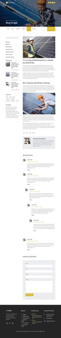 roofing mini website template desktop screenshot