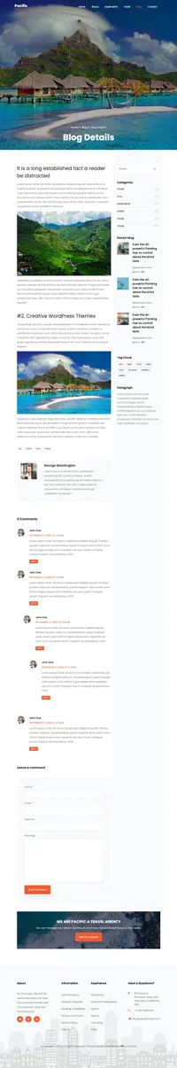 pacific mini website template desktop screenshot