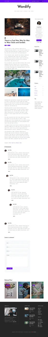 wordify mini website template desktop screenshot