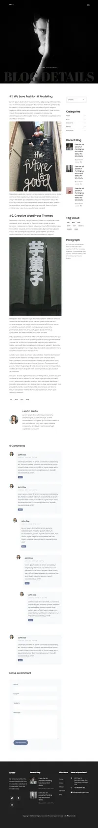 erase mini website template desktop screenshot