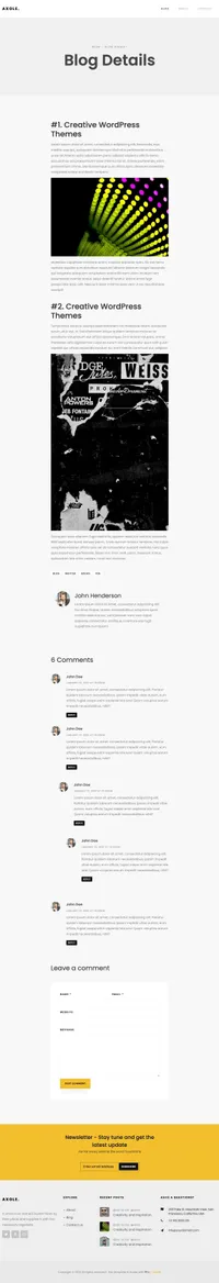 axole mini website template desktop screenshot