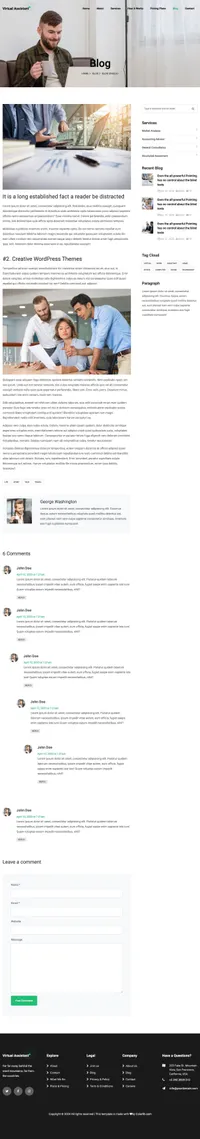 virtualassistant mini website template desktop screenshot