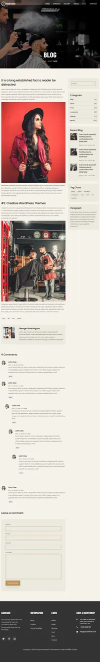 haircare mini website template desktop screenshot