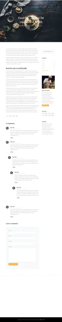 diner mini website template desktop screenshot