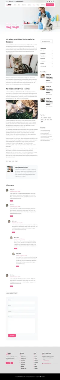 petvet mini website template desktop screenshot