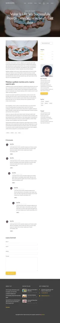 givehope mini website template desktop screenshot