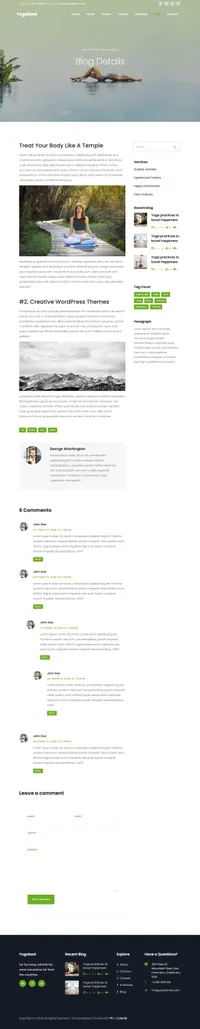 yogabest mini website template desktop screenshot