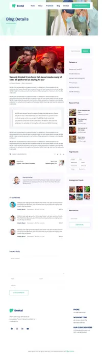 dental mini website template desktop screenshot