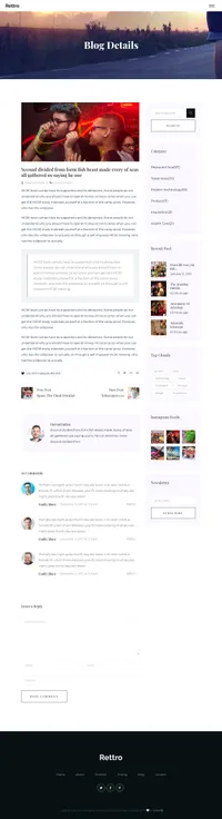 rettro mini website template desktop screenshot