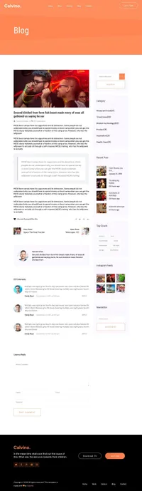calvin mini website template desktop screenshot