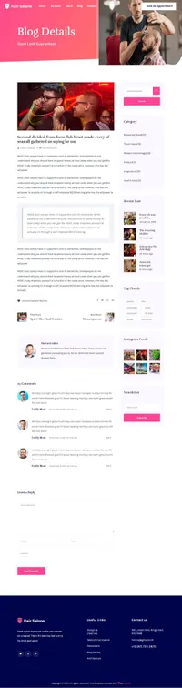 hairsalone mini website template desktop screenshot