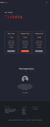 workshop mini website template desktop screenshot