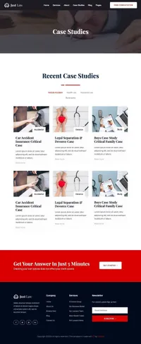 justlaw mini website template desktop screenshot