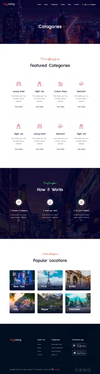 citylisting mini website template desktop screenshot