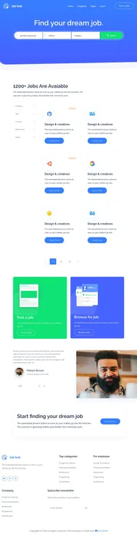 jobhub mini website template desktop screenshot