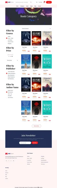 abcbook mini website template desktop screenshot