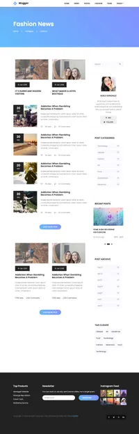 blogger mini website template desktop screenshot