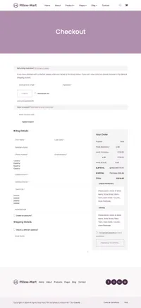 pillow-mart mini website template desktop screenshot