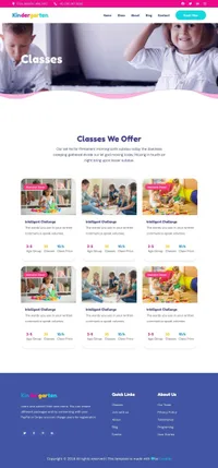 kindergarten mini website template desktop screenshot