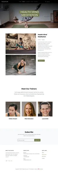 yogafun mini website template desktop screenshot