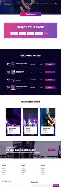 musica mini website template desktop screenshot