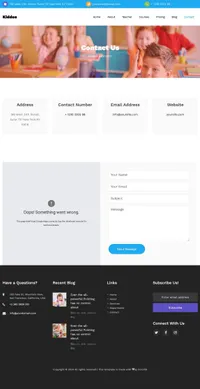 kiddos mini website template desktop screenshot