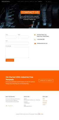 industrial mini website template desktop screenshot
