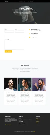 breed mini website template desktop screenshot