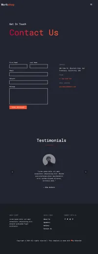 workshop mini website template desktop screenshot