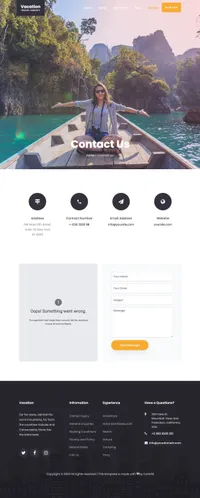 vacation mini website template desktop screenshot