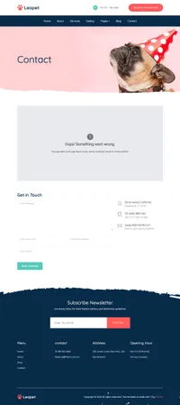 leopet mini website template desktop screenshot