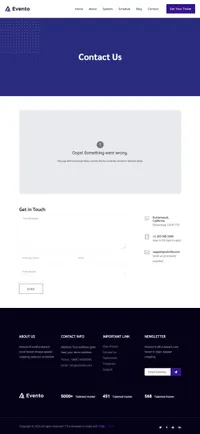 eventz mini website template desktop screenshot