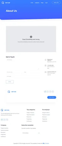 jobhub mini website template desktop screenshot