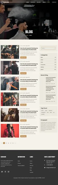 haircare mini website template desktop screenshot