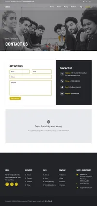 eroo mini website template desktop screenshot