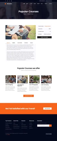 education mini website template desktop screenshot