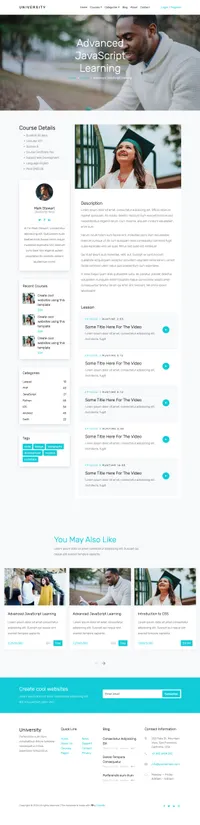 university mini website template desktop screenshot