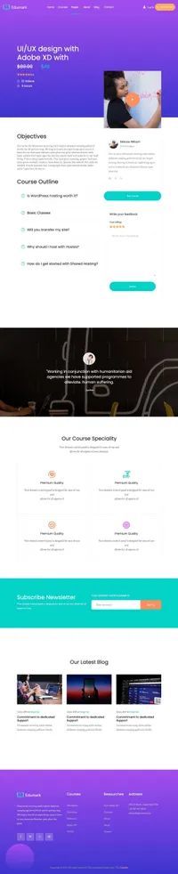 edumark mini website template desktop screenshot