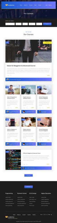 academica mini website template desktop screenshot