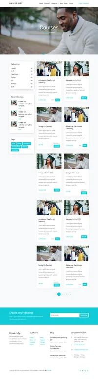 university mini website template desktop screenshot