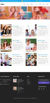 kiddos mini website template desktop screenshot
