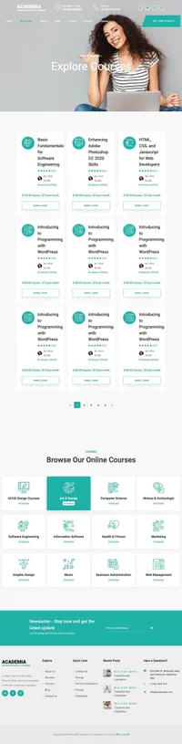 academia mini website template desktop screenshot